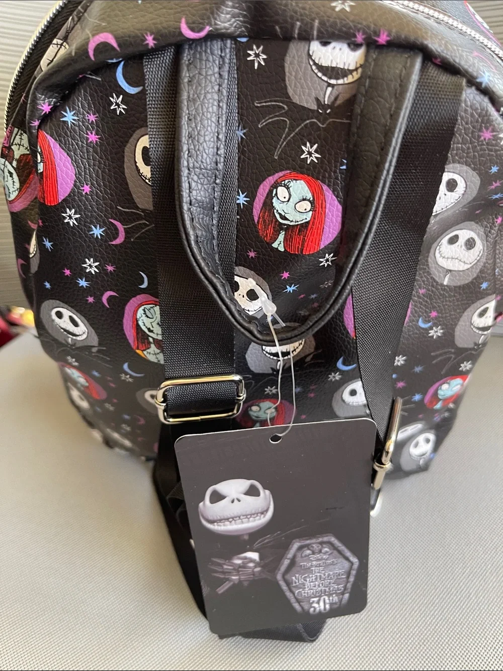 Nightmare Before Christmas Mini Backpack with Jack & Sally Print - Black NWT